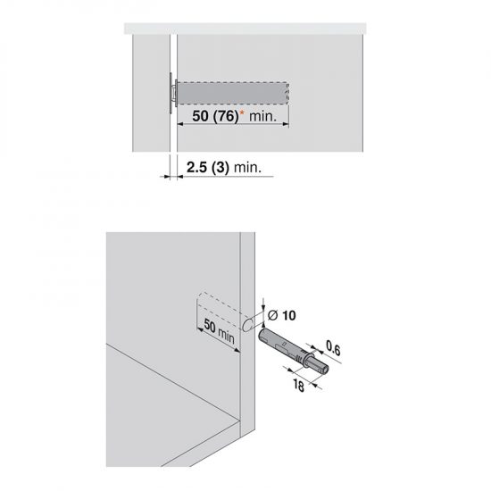 TIP-ON 956.1004 adapter 956.1201 BLUM krótki