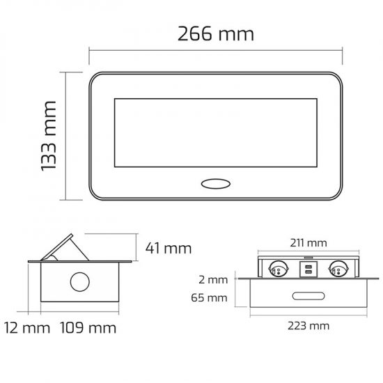 Gniazdo wpuszczane chowane w blat KOMBIBOX z USB