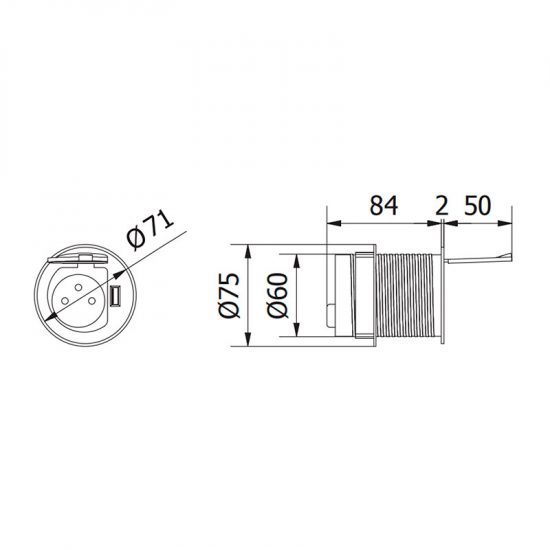 Gniazdo wpuszczane chowane w blat USB Charger Mini GTV