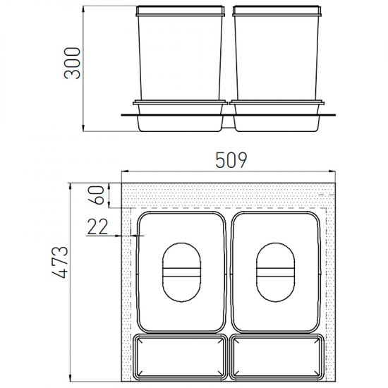 Kosz Segregator na śmieci 60 2x15L MULTINO GTV