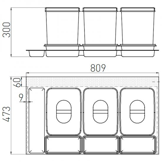 Kosz Segregator na śmieci 90 3x15L MULTINO GTV