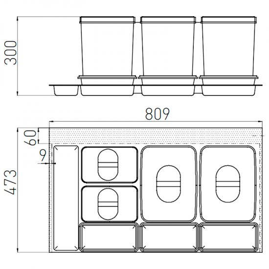 Kosz Segregator na śmieci 90 2x15L 2x7L MULTINO GTV