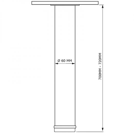 Noga meblowa do stołu blatu H-710 fi 60mm