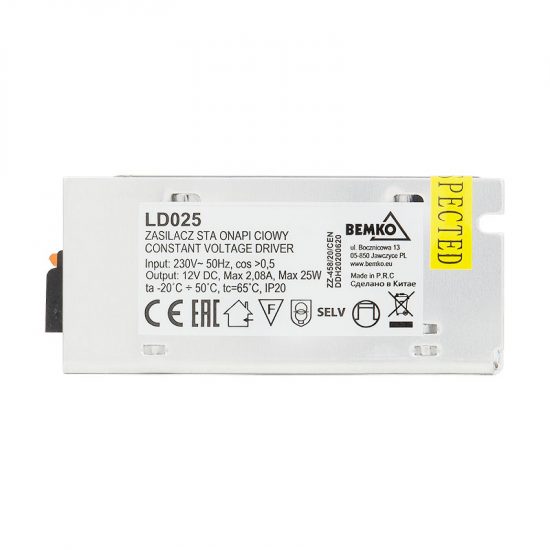 Zasilacz LED 25W 12V IP20 Bemko do taśmy LED