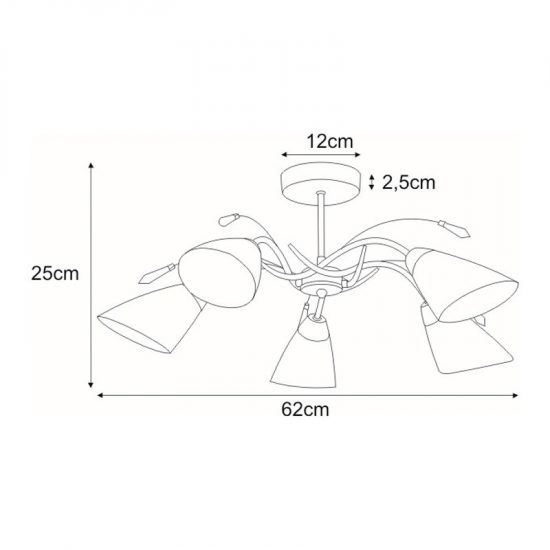 Lampa sufitowa K-JSL-72018/5C CHR z serii TAURUS