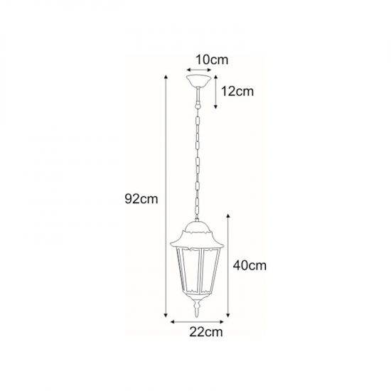 Wisząca lampa zewnętrzna K-5006H czarna/złota z serii LOZANA