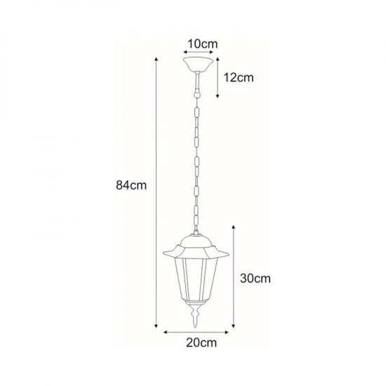 Wisząca lampa zewnętrzna K-5009H czarna z serii STANDARD