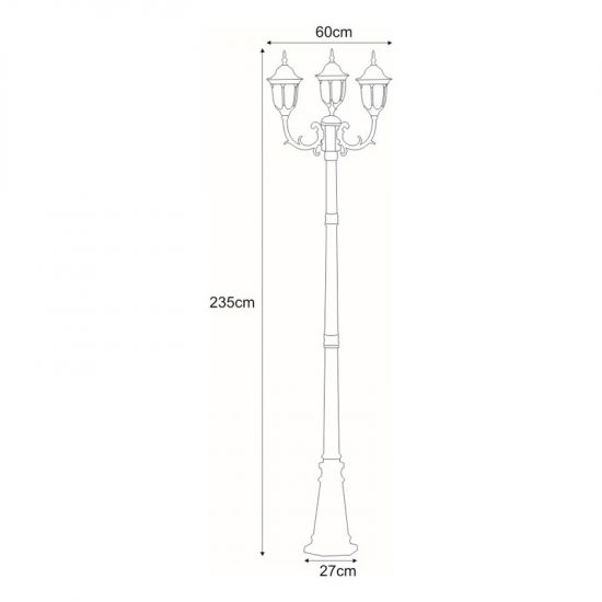 Wysoka zewnętrzna lampa stojąca K-7007A2/3N czarna/złota z serii VASCO