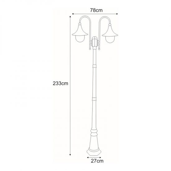 Wysoka zewnętrzna lampa stojąca K-8127 czarna/złota z serii BOSTON