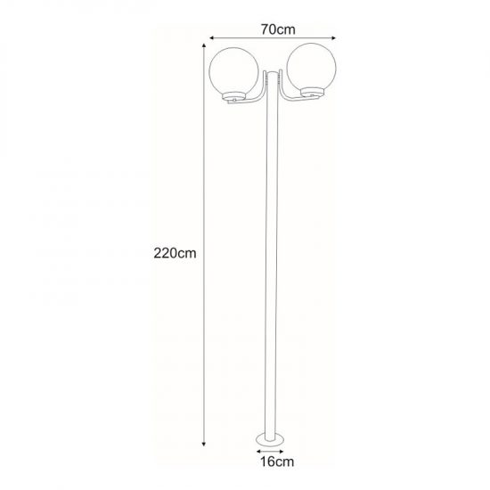 Wysoka zewnętrzna lampa stojąca K-LP270-2200 z serii ANA