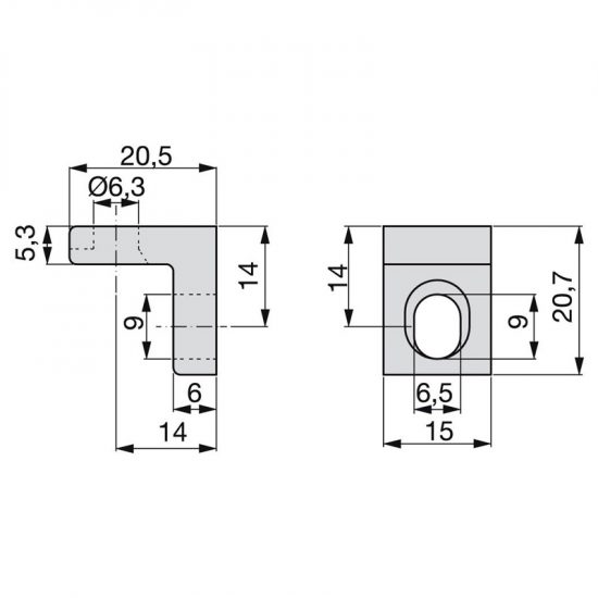 Kątownik meblowy wspornik półek 20,5x20,7 EMUCA 8szt