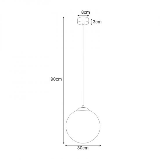 Żyrandol z dużym białym kloszem 30 cm K-4922 z serii SAVOY