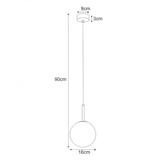 Lampa wisząca z białym kloszem 16 cm K-4886 z serii FARO