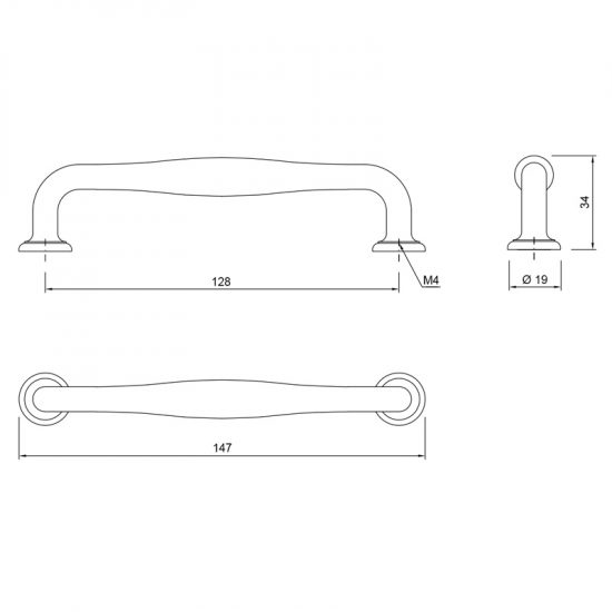 Uchwyt meblowy do szafek LCK-70 rozstaw 128mm - czarny