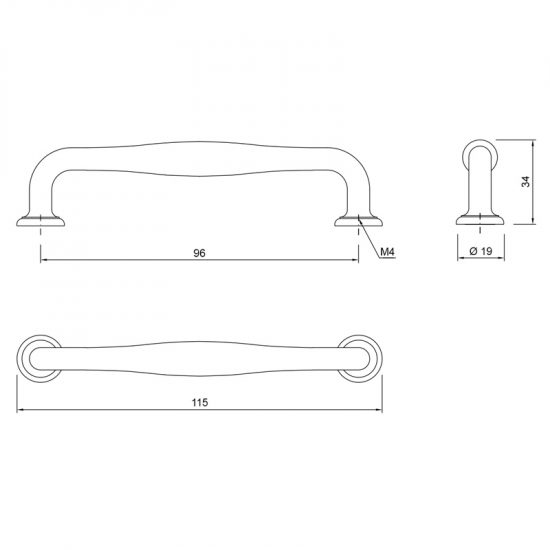 Uchwyt meblowy do szafek LCK-70 rozstaw 96mm - czarny